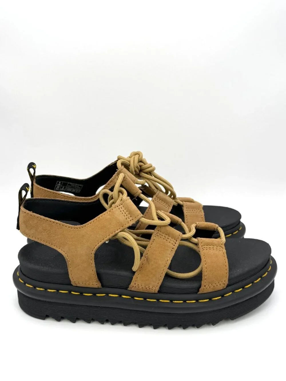 Dr. Martens Nartilla Women's Savannah Tan Suede Lace-Up Gladiator Sandals US 8 M